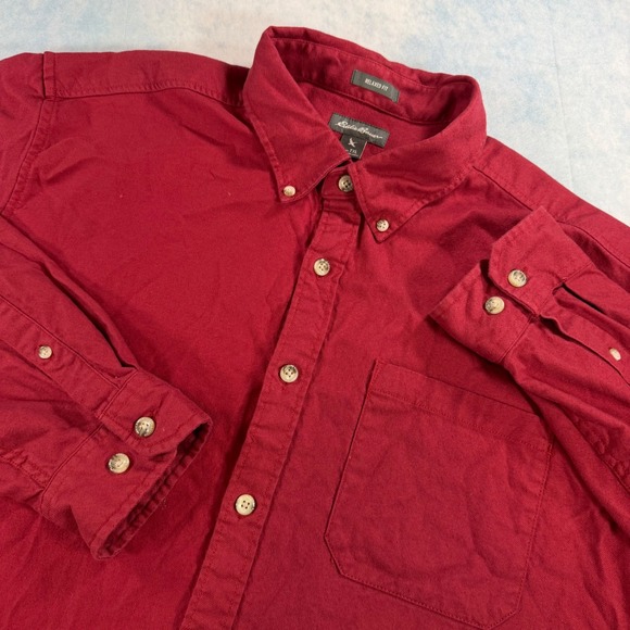 Eddie Bauer Other - Eddie Bauer Button Down Shirt Mens TXL Red Excellent Relaxed Fit Cotton Twill